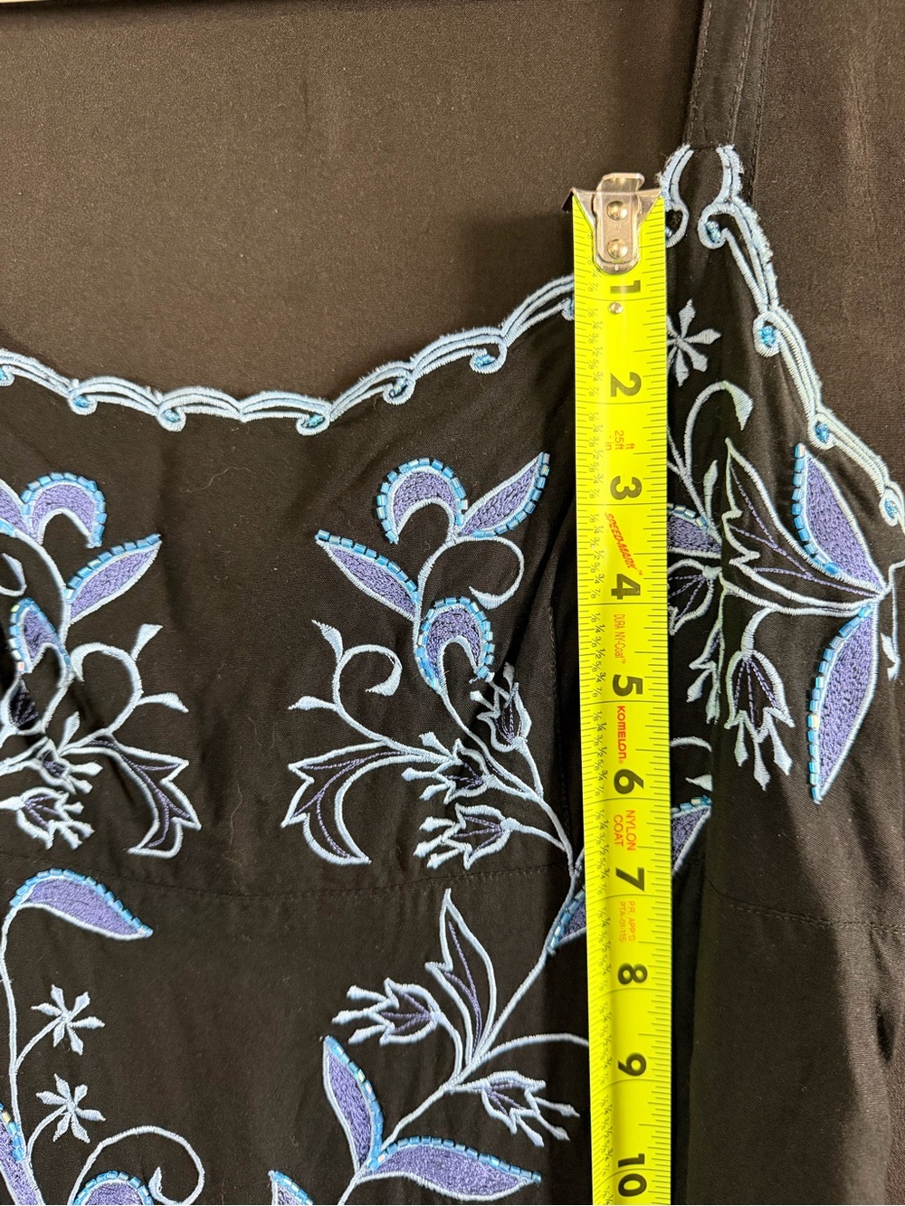 Serendipity VTG Y2K 90’s dress Black Maxi Blue Bell Floral Embroidery Beaded - Picture 15 of 16